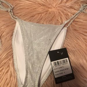 Silver strappy bathing Suit tanga bottom